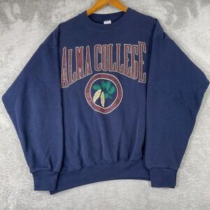 Galt Sand Alma College Sweatshirt Mens XL Blue Vintage 90s Michigan Made in USA